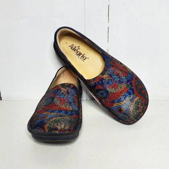 Alegria Debra Psych Fest Leather Wedge Heel Professional Clogs 38 - Picture 2 of 10